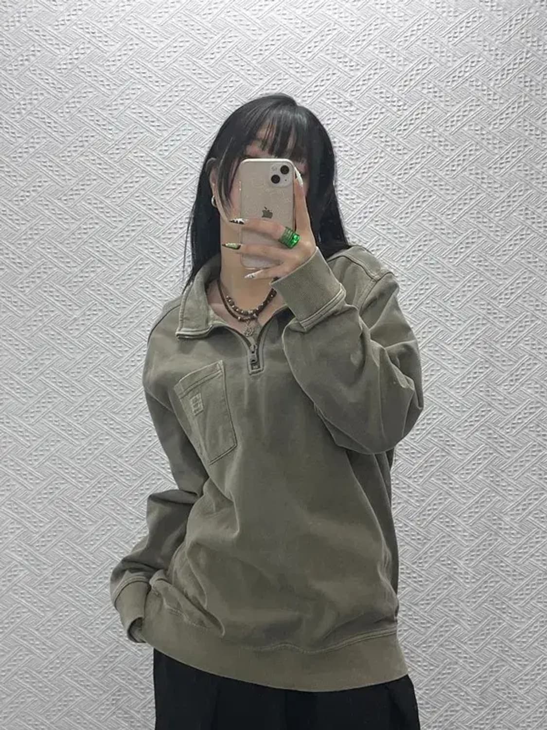 팀버랜드 빈티지 그런지 캐주얼 반집업 맨투맨 L C08611 상품이미지2