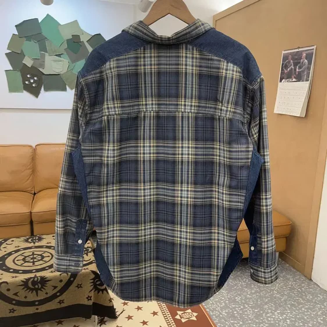 맥우드건 레이버 스트릿 데님패치워크 체크 셔츠 M C08614 상품이미지4