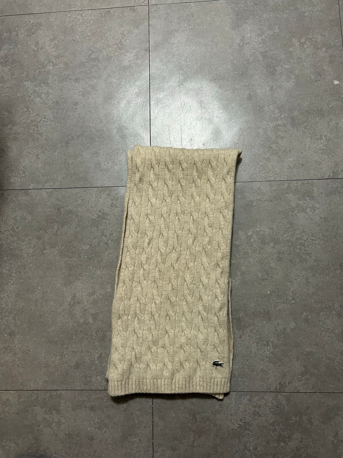 라코스테 아이보리  컬러 케이블 짜임 울 머플러  상품이미지1