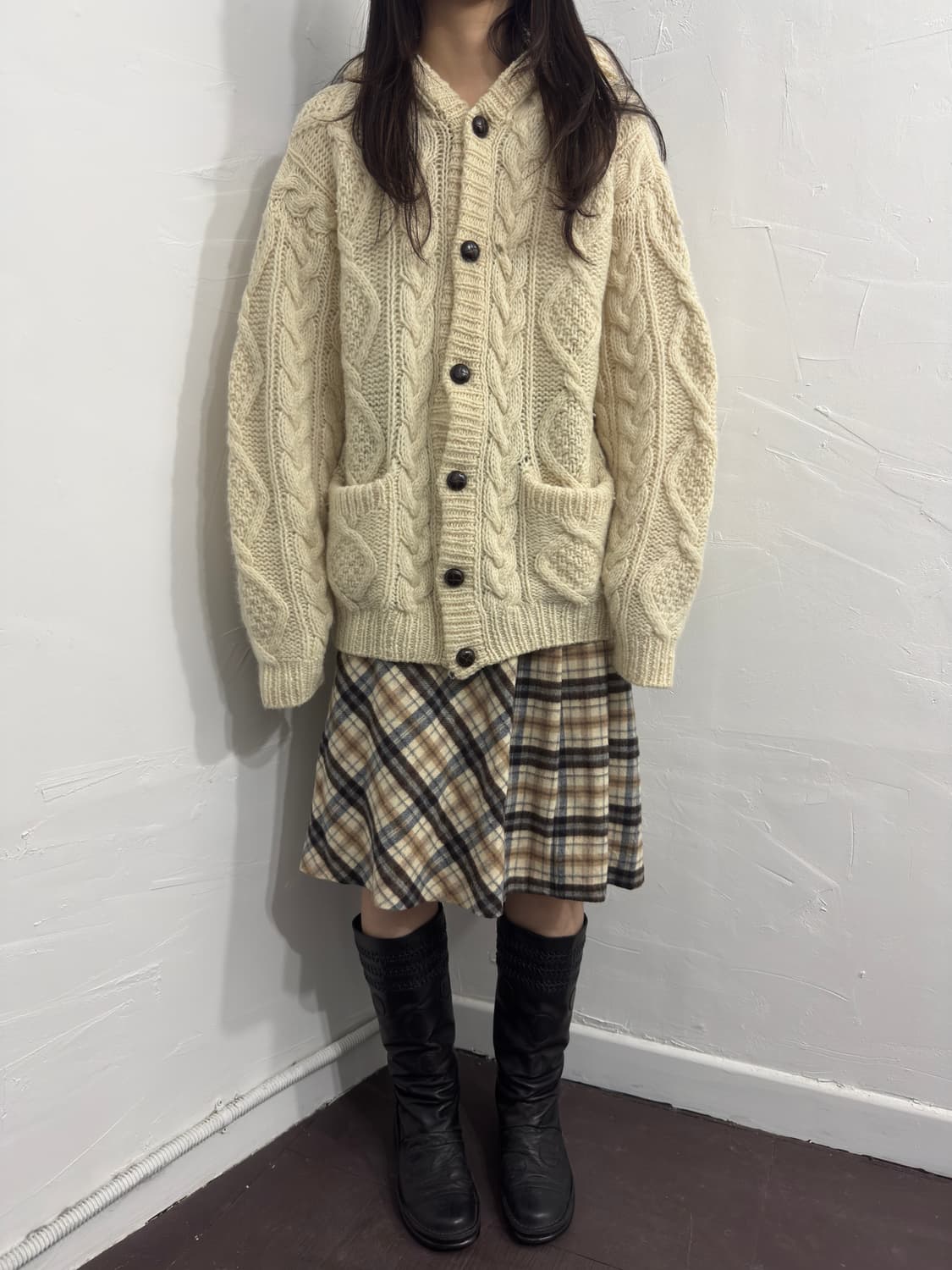 knit hood cardigan 상품이미지2
