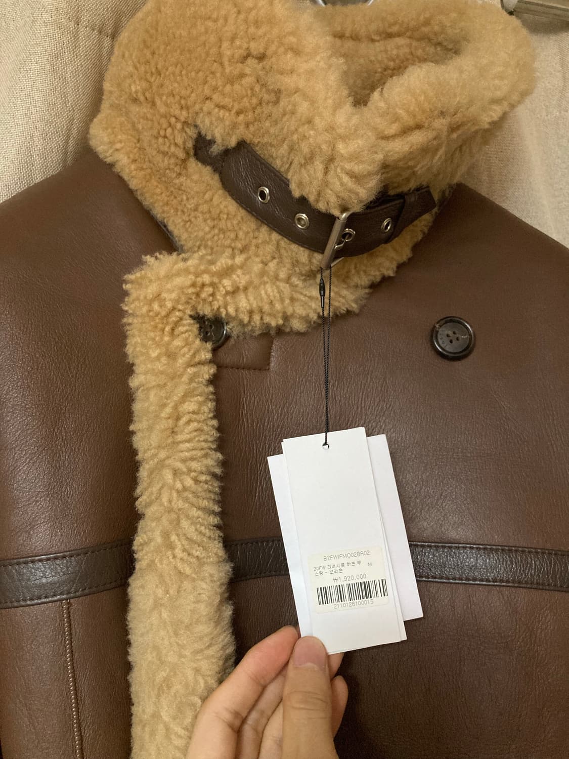 새상품/구할수X/약40%저렴)고준희 태디베어하프무스탕M브라운 상품이미지7