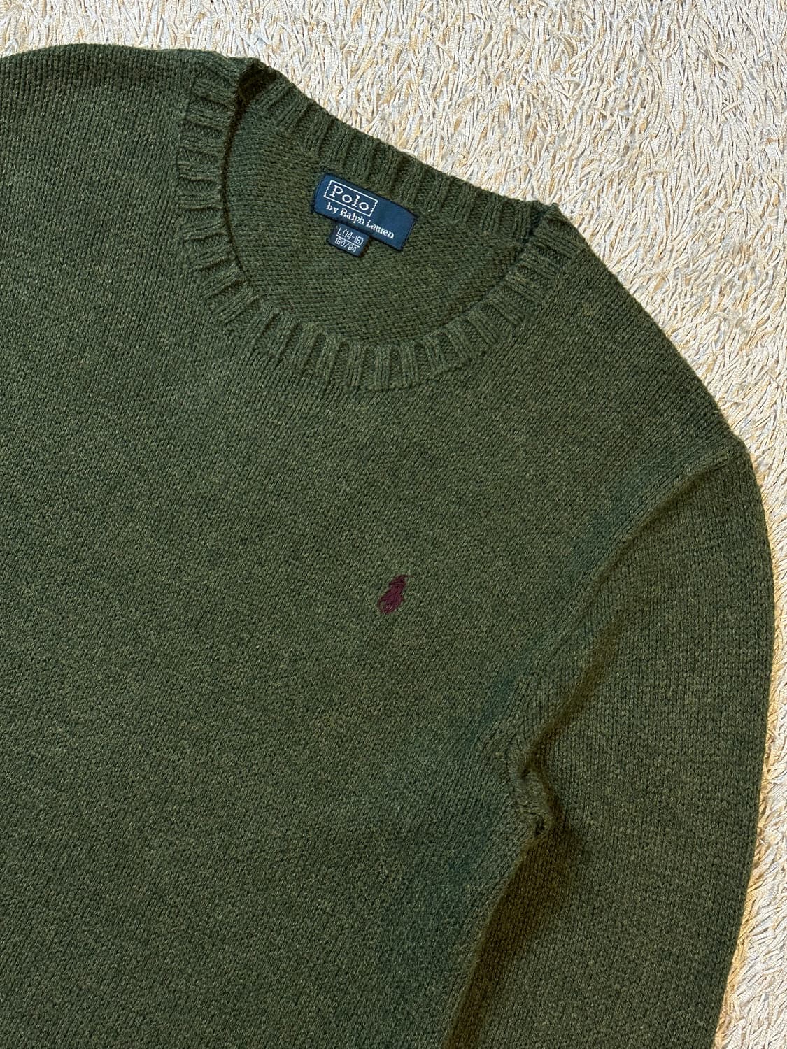 폴로 랄프로렌 POLO 버건디포니 엘보패치 코튼 니트 카키 상품이미지2