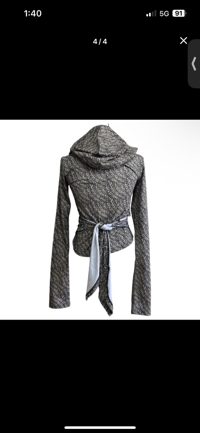 레오파드 호피 랩 후드 긴팔티 가디건 롱슬리브 갸루 상품이미지1