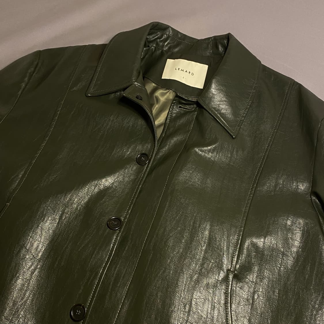 르마드 비건 레더 절개 자켓 - 딥그린 3size 상품이미지7