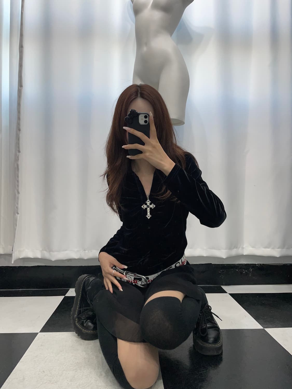 🎸블랙 벨벳 블라우스🎸 상품이미지1