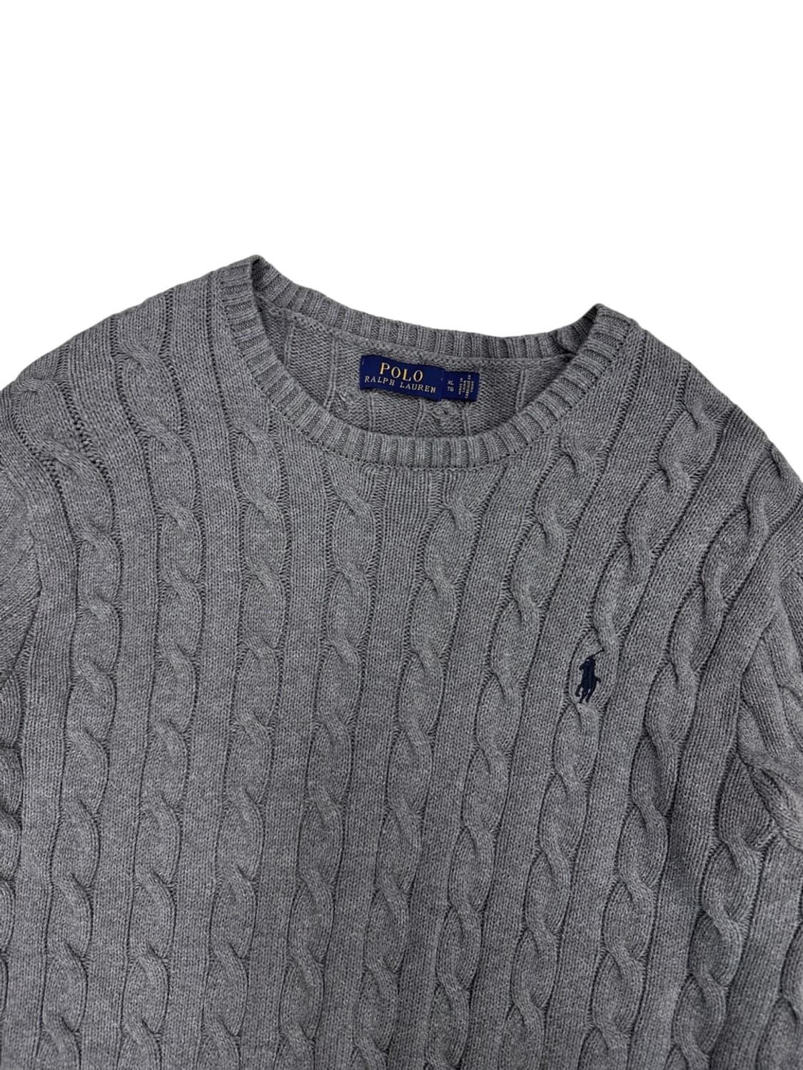 폴로 꽈배기 케이블 니트 그레이 (XL) 상품이미지2