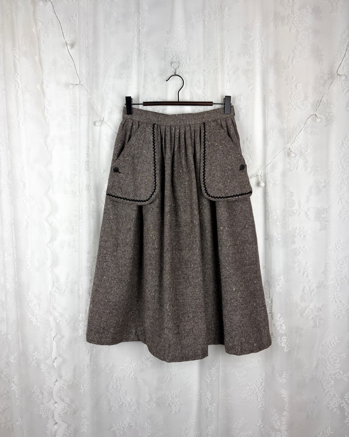 Pocket Tweed Flare Wool Skirt 상품이미지1