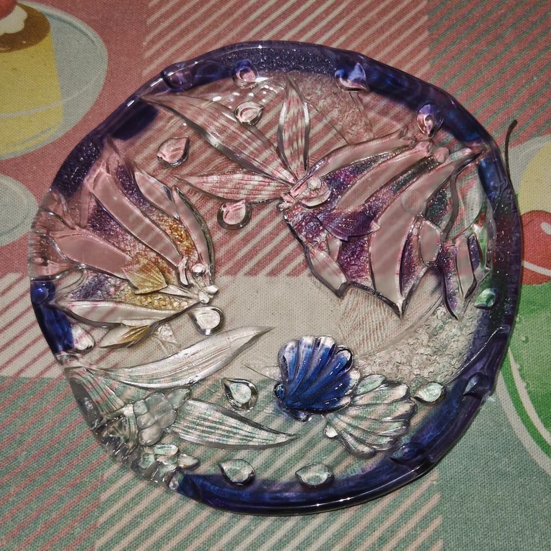 80s 소가 레트로 아쿠아 열대어&조개 접시 1p 상품이미지9