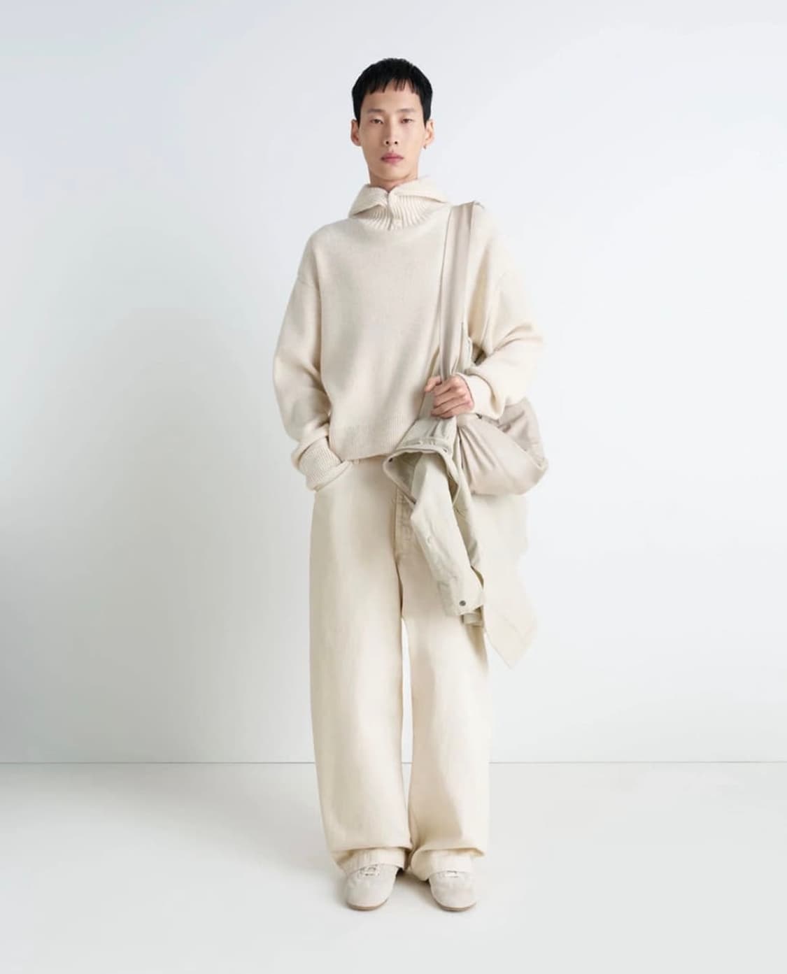 (S,M) 르메르 알파카 울 후드 스웨터 라이트크림 상품이미지3