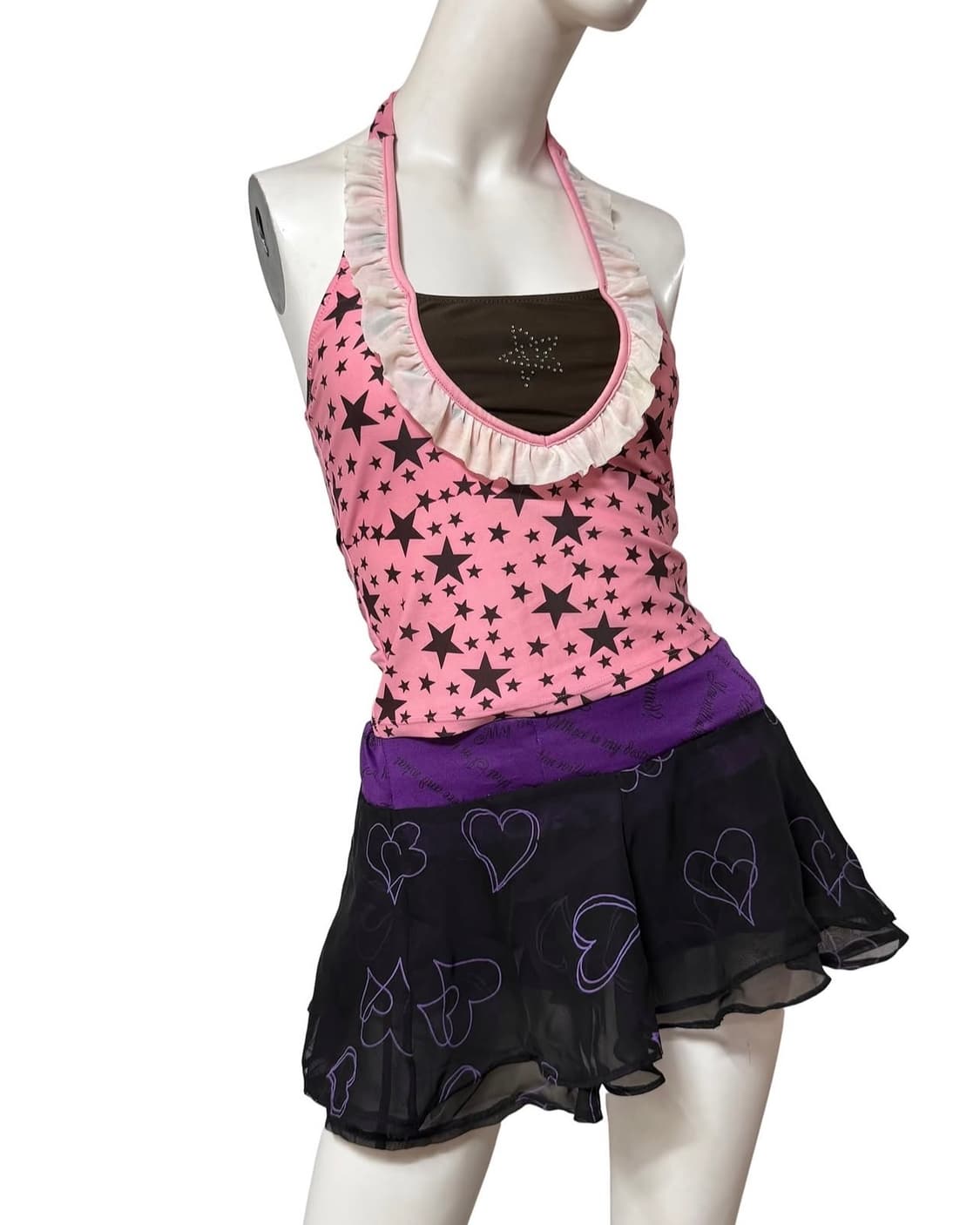 Vtg y2k 키치 홀터넥 프릴 슬리브리스 상품이미지1