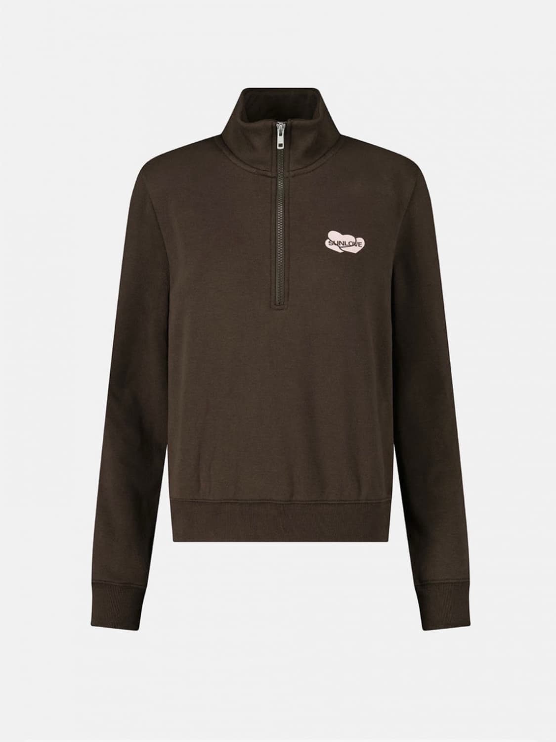 썬러브 Heart Half Zip Sweatshirt Brown 상품이미지1