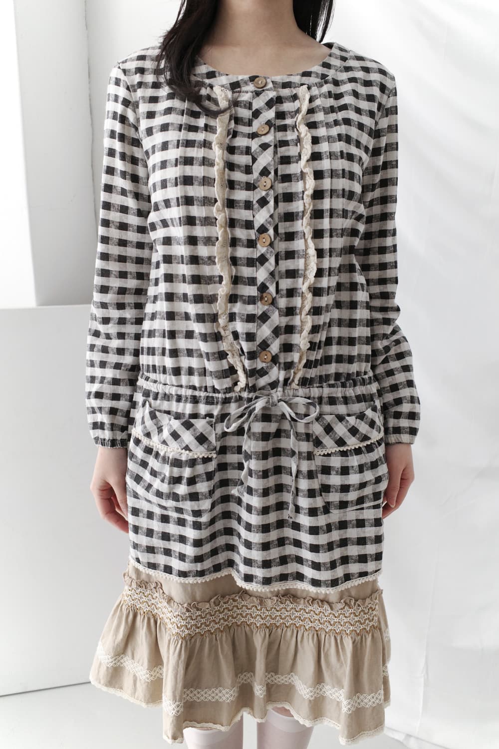 check lace blouse 상품이미지5