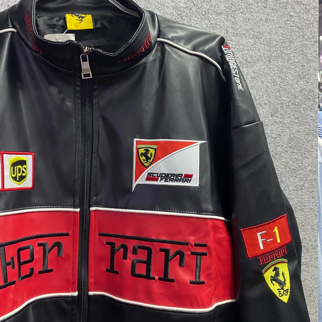 페라리 배색 레더 레이싱 자켓 B3252 상품이미지3