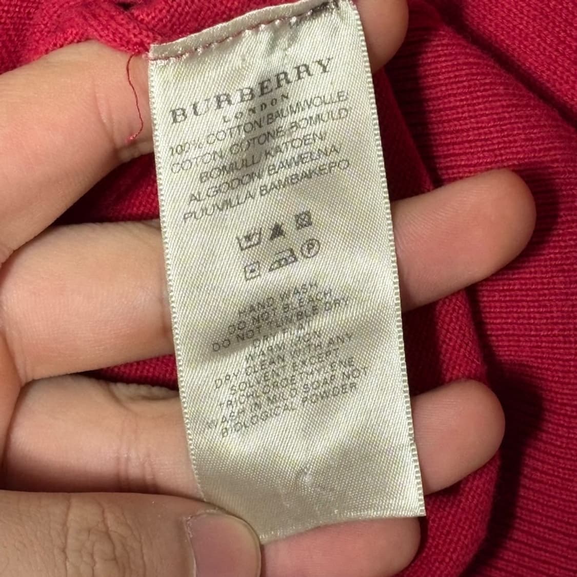L 버버리 레드 코튼 니트 상품이미지5
