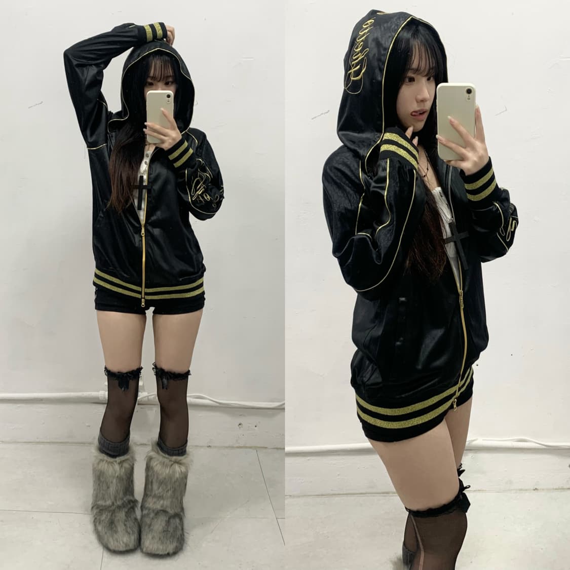 [GHETTO] 펑크 골드 레터링 후드 져지 상품이미지1