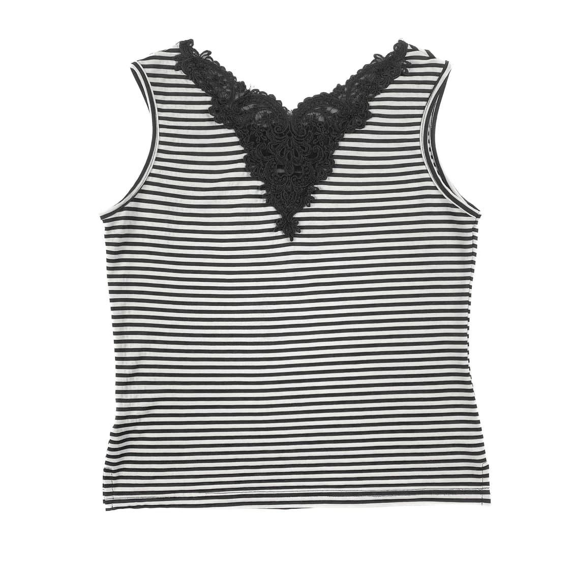 jpn 레이스 아플리케 스트라이프 슬리브리스 상품이미지3