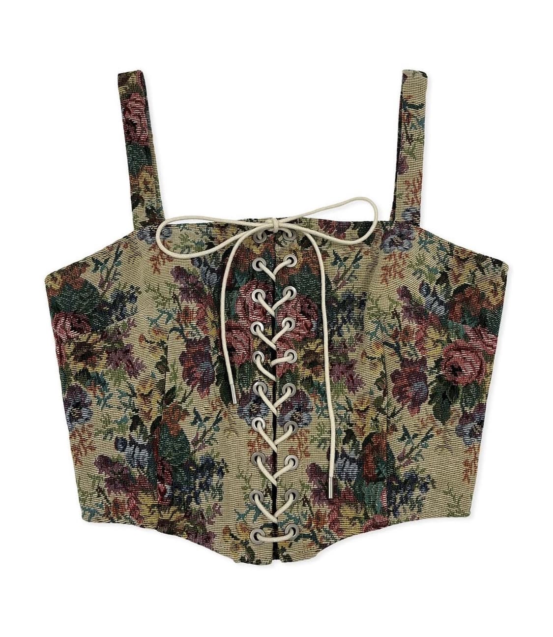 [새상품/2]페일제이드 자가드 플라워 코르셋 뷔스티에 슬리브리스 나시 상품이미지2