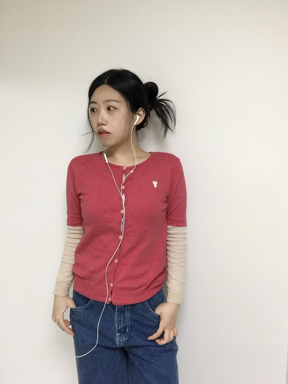 vintage pink raglan patch cd cardigan 상품이미지4