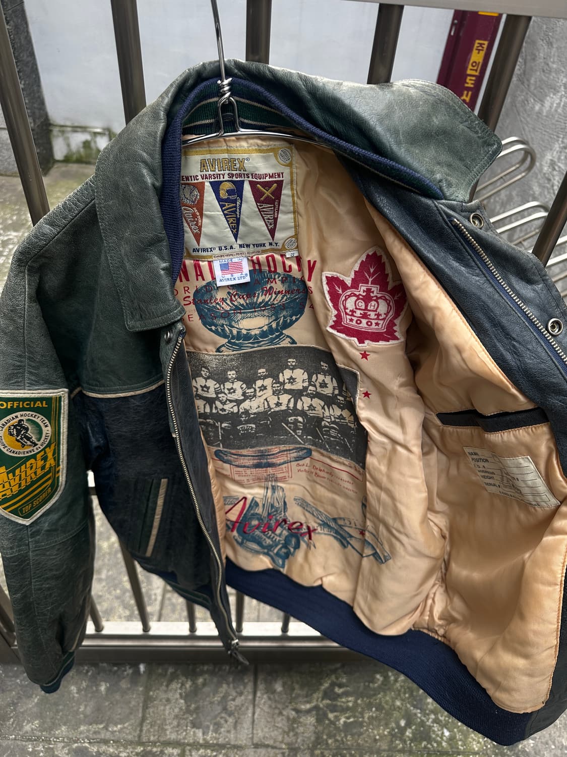 90s 아비렉스 avirex 캐나디언디비전 하키팀 레더 바시티 자켓 상품이미지3