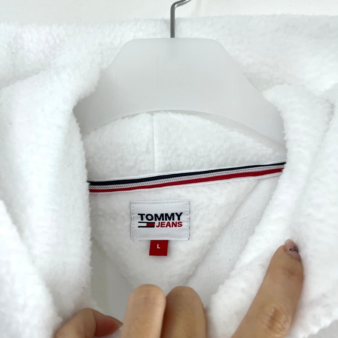 타미힐피거 폴라 플리스 화이트 후드티 상품이미지6