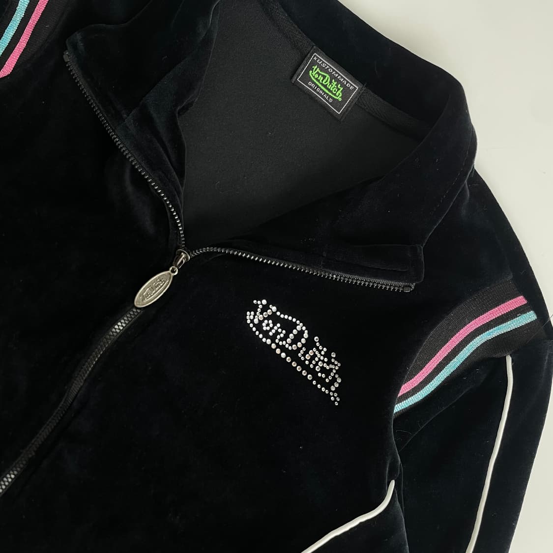 Von dutch 본더치 블랙 벨벳 비즈포인트 Y2K 트랙탑 져지 상품이미지3