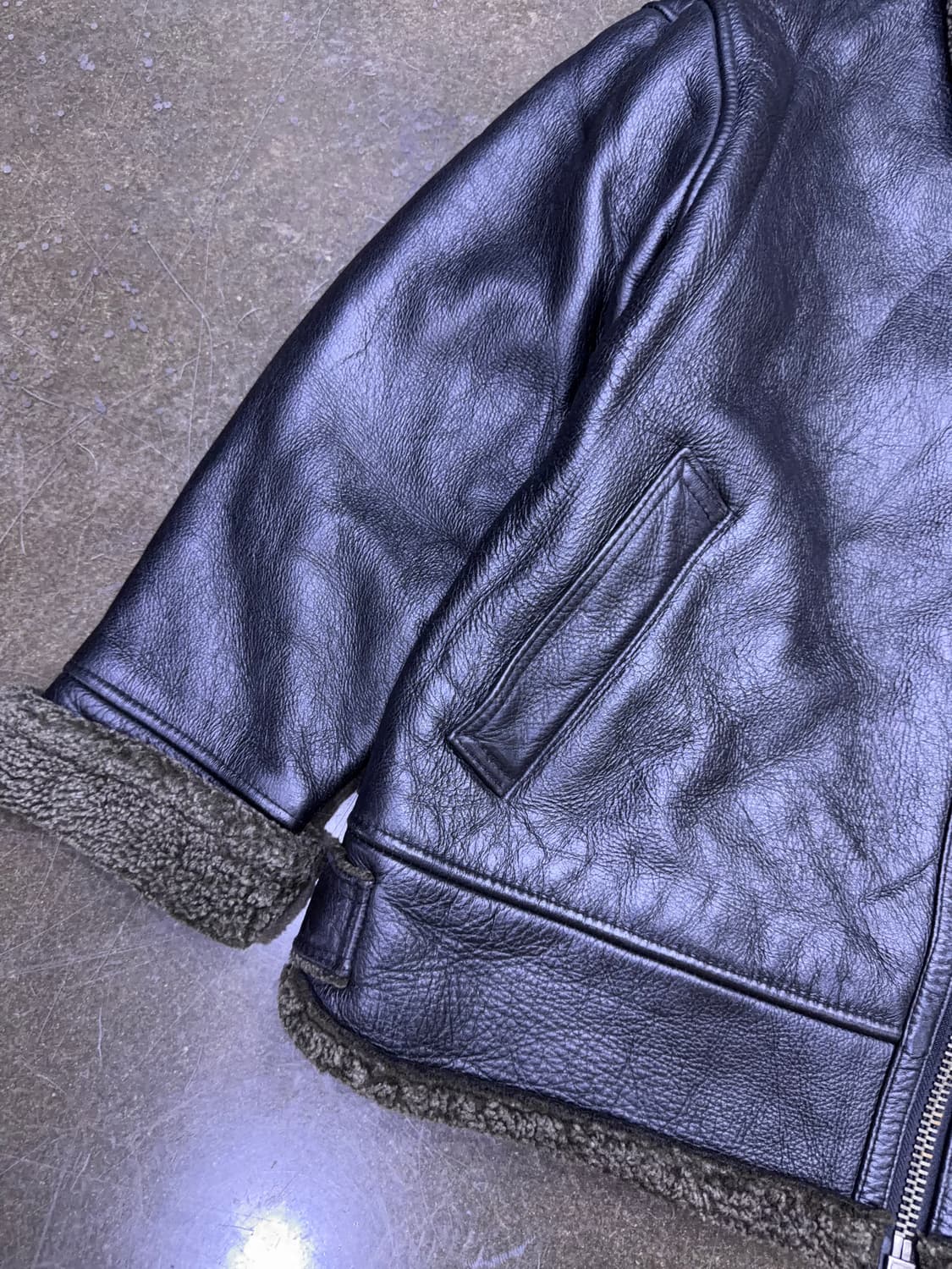 SD 빈티지 양가죽 무스탕 자켓 블랙 L 상품이미지4