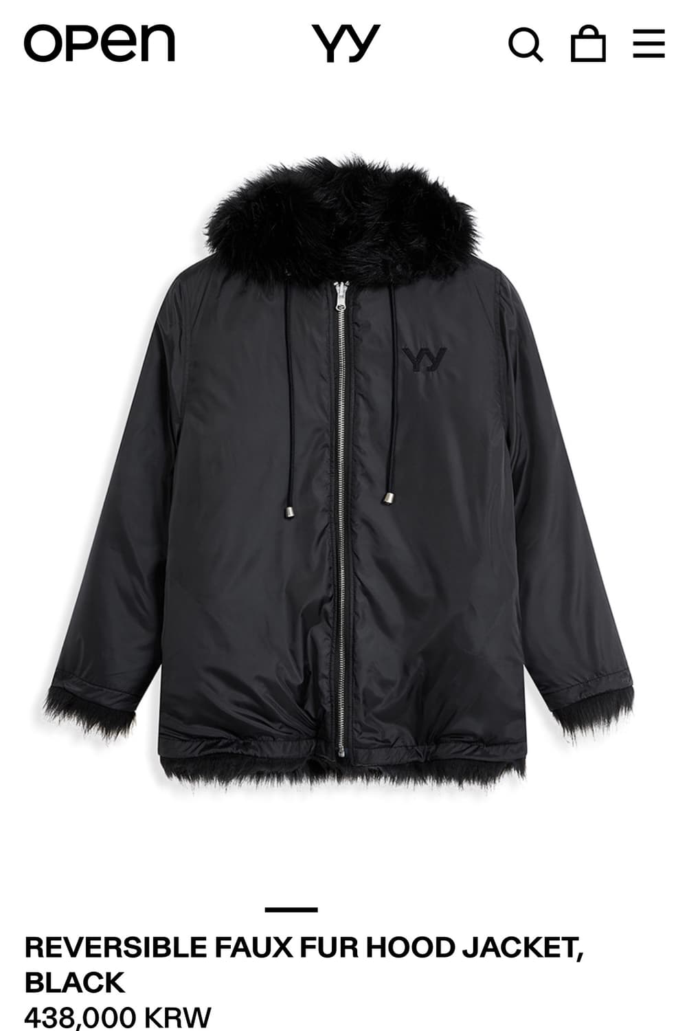Open yy REVERSIBLE FAUX FUR HOOD JACKET  상품이미지3