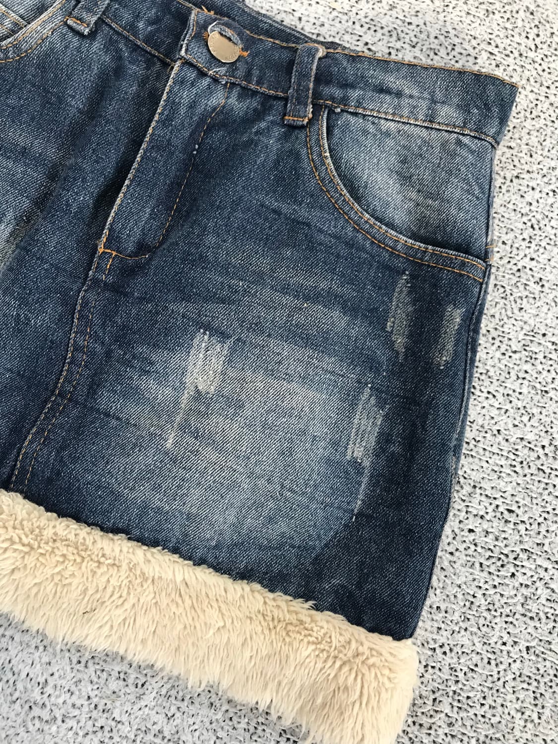 퍼 미니 데님 스커트 상품이미지2