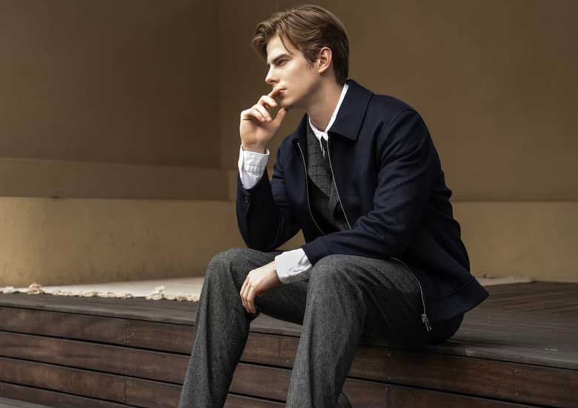 인터메조 울저지 집업 점퍼 블루종 점퍼 자켓 네이비 100 상품이미지2