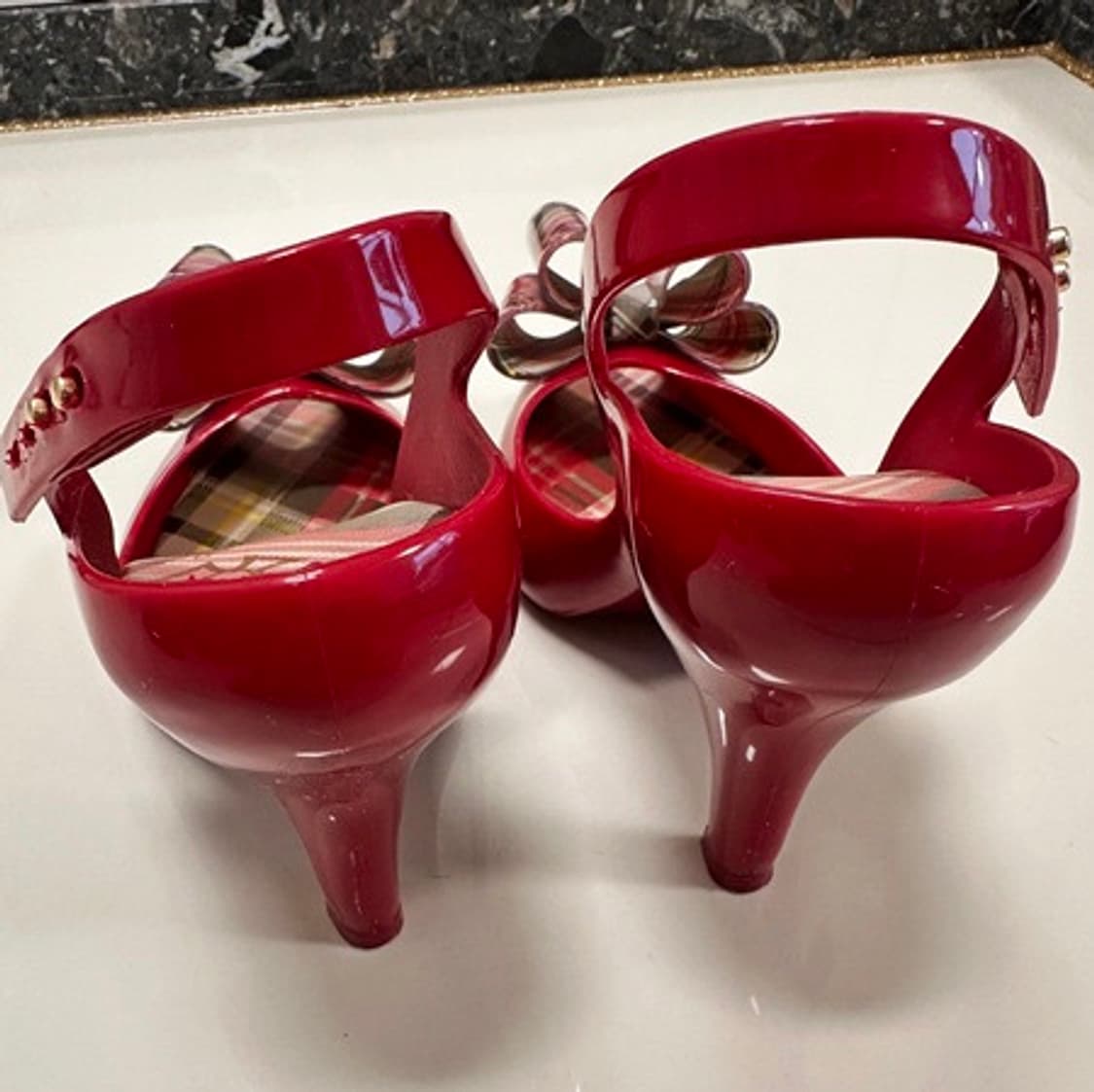 미착용) 비비안웨스트우드 타탄체크 보우샌들 상품이미지5