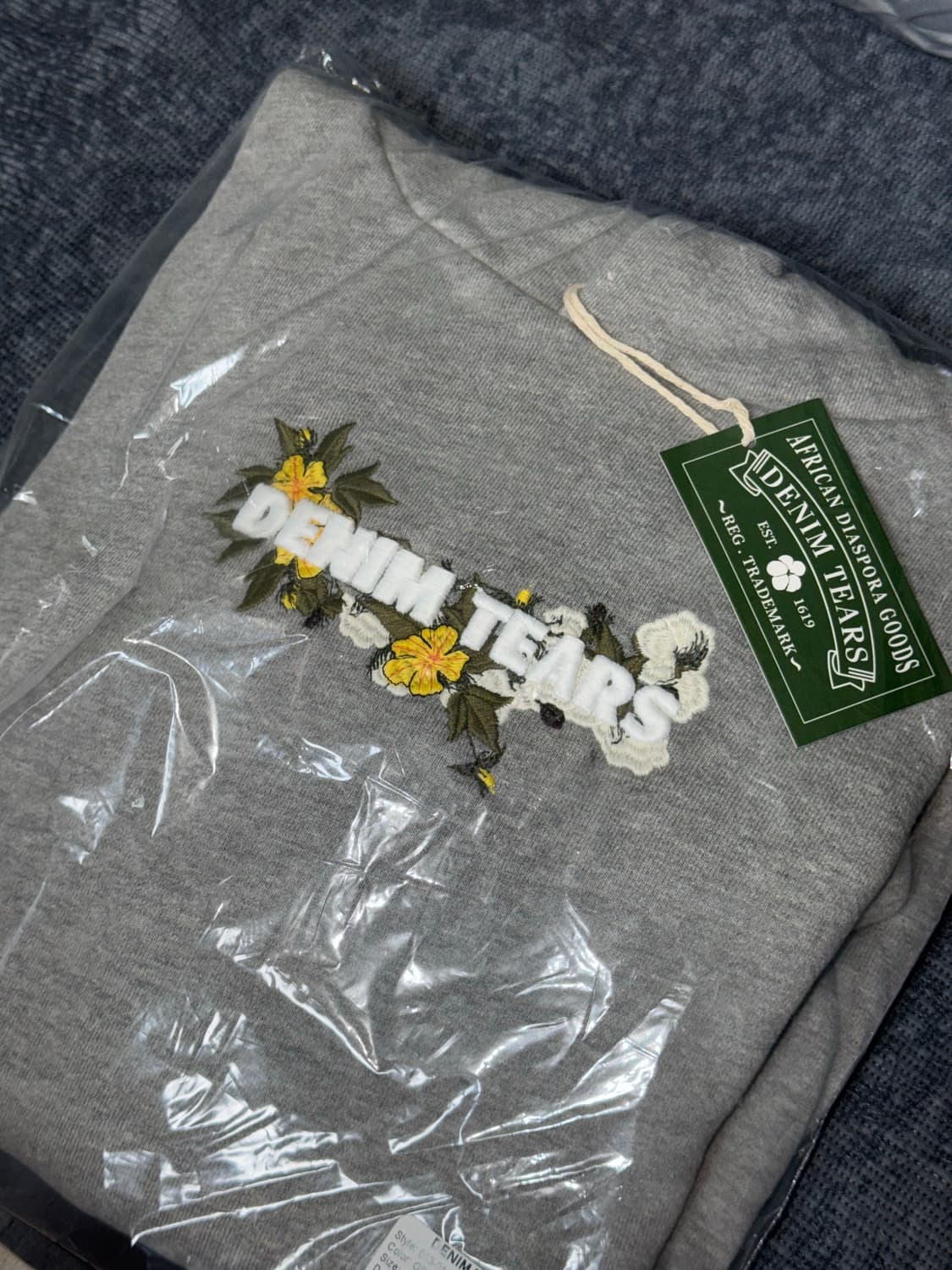 데님 티어스 자수 플로럴 후드 그레이 새상품 L Xl 상품이미지1