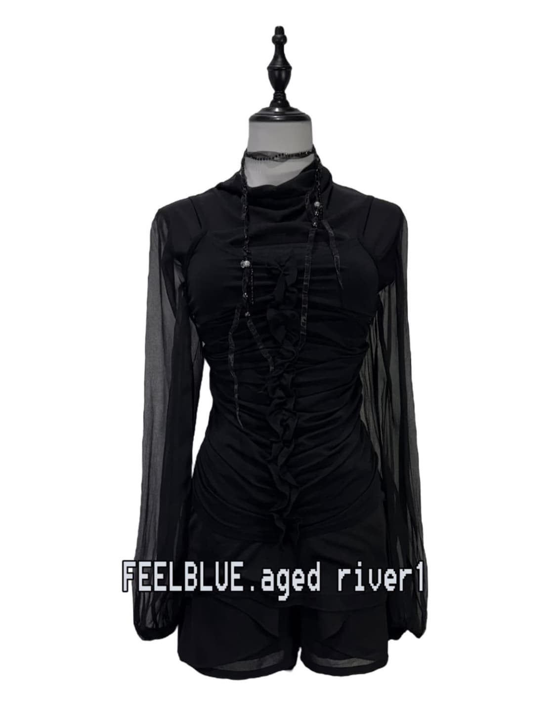 고스 고딕 펑크 블라우스 탑/슬립/쉬폰버뮤다 3pcs 코디세트 상품이미지10