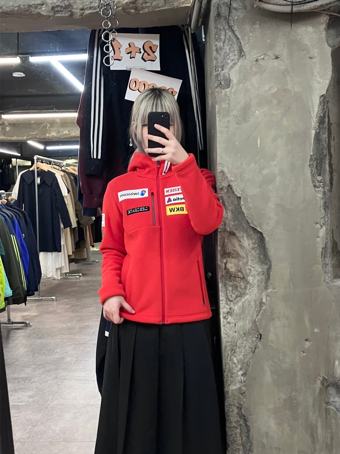 데상트 스위스 스키 본딩 플리스 자켓 레드 85 #csz3710 상품이미지2