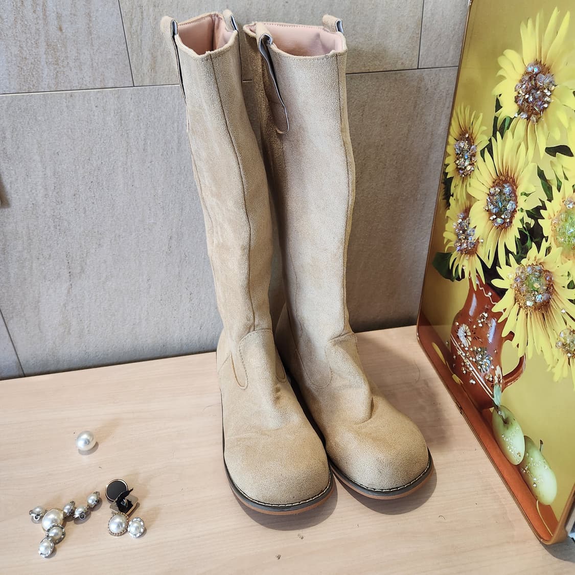 스웨이드 베이지 롱부츠 38 / 웨스턴 감성 / 240~245 상품이미지4