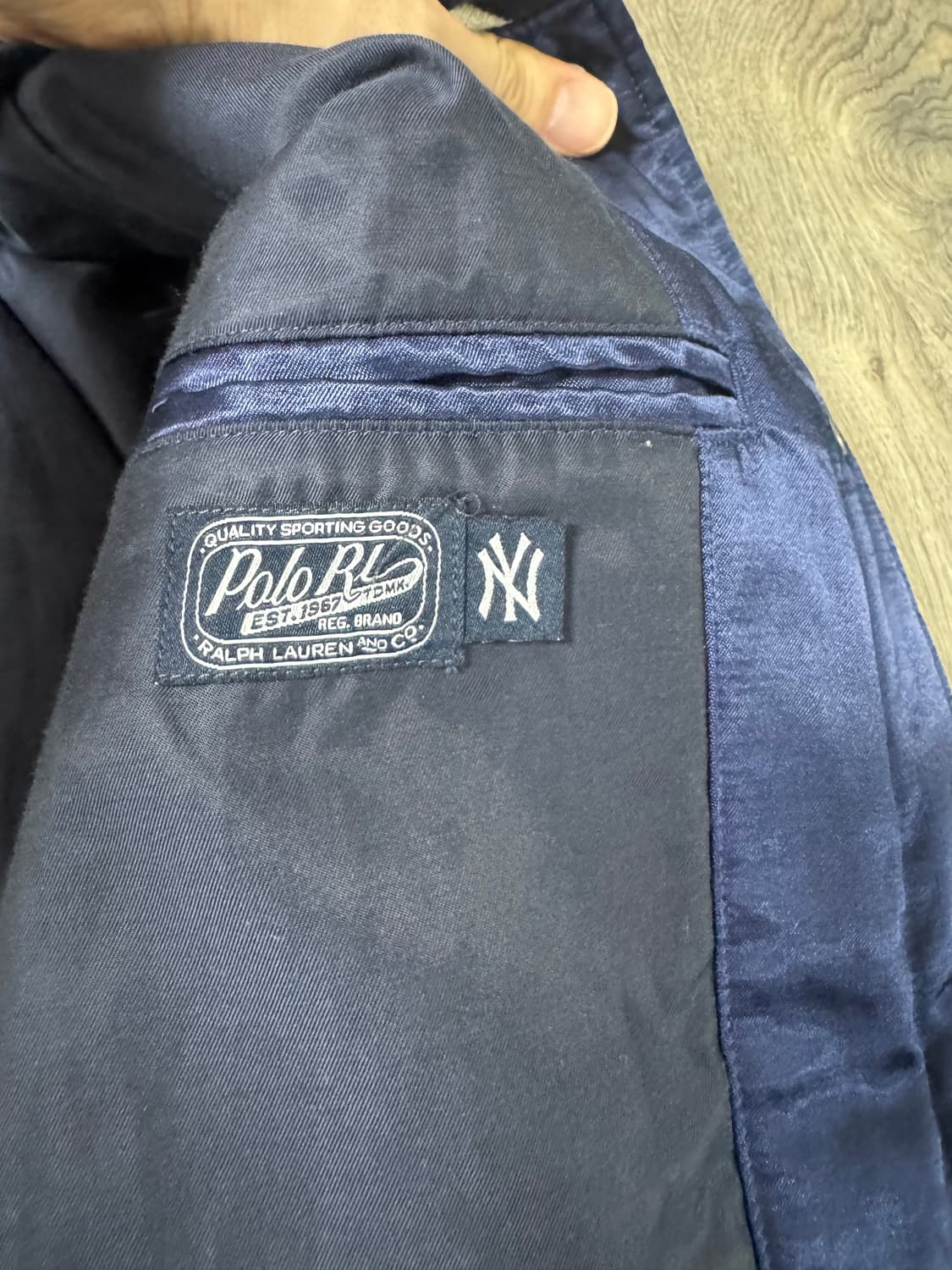 L 폴로 x mlb 초판 뉴욕 양키스 바시티 블루종 자켓 네이비 상품이미지7