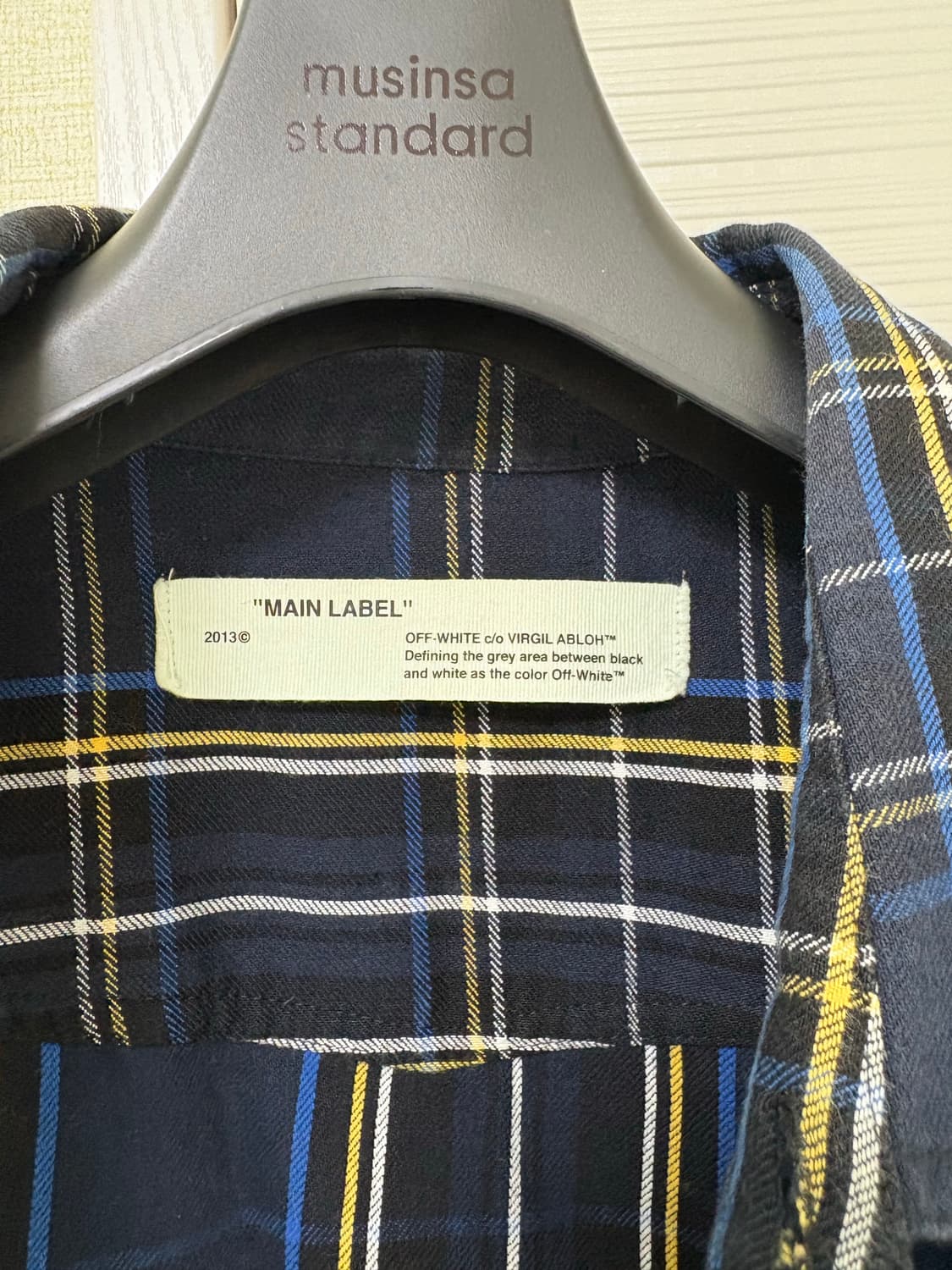오프화이트 17S/S 스프레이 플란넬 체크 셔츠 네이비 M 상품이미지3