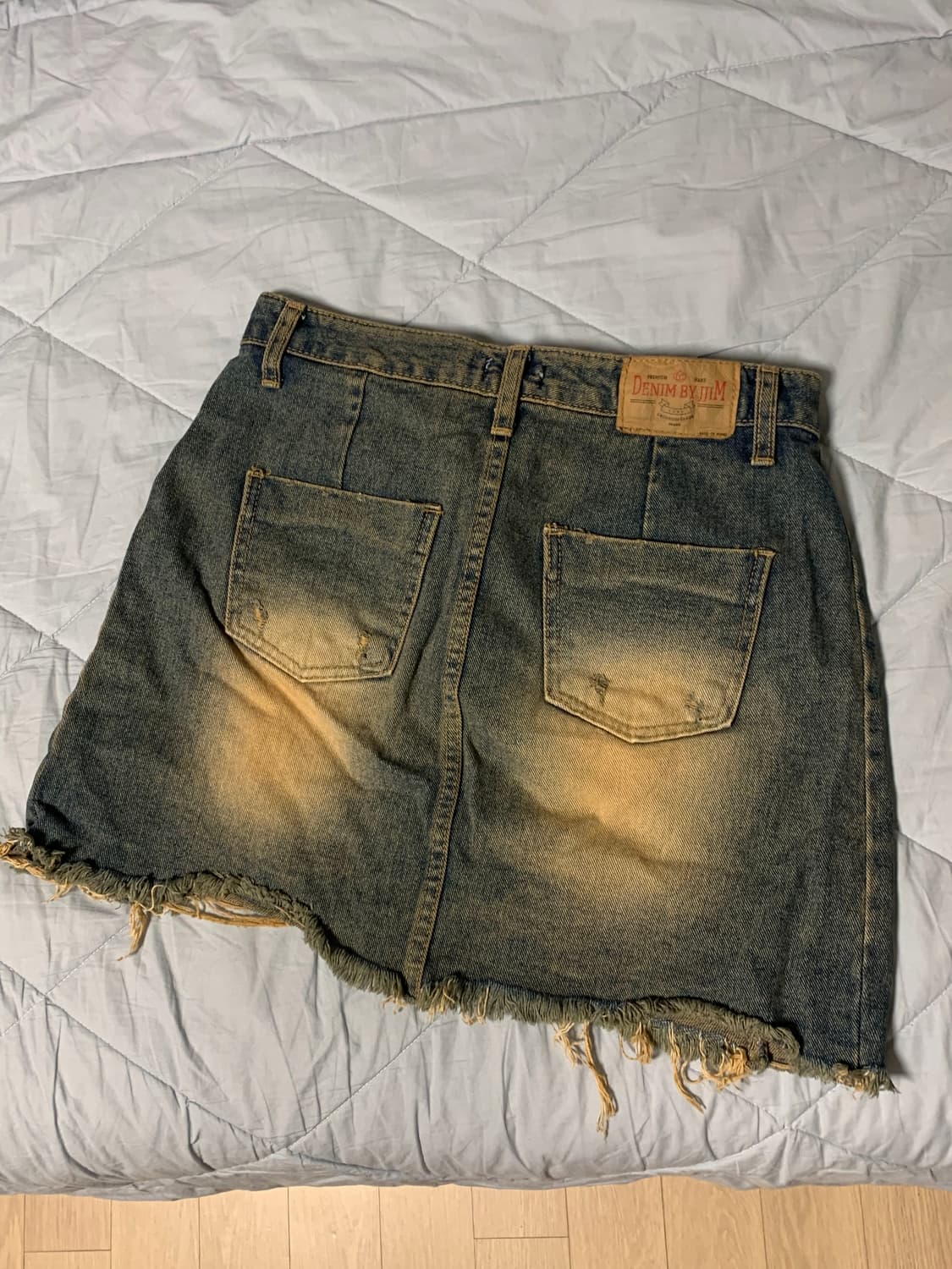 빈티지 데미지 스커트 진청 카키 상품이미지2