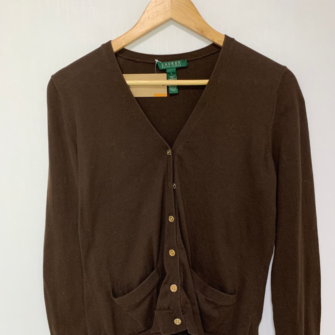 로렌 랄프로렌 빈티지 브라운 버튼 여성 가디건 L 상품이미지2
