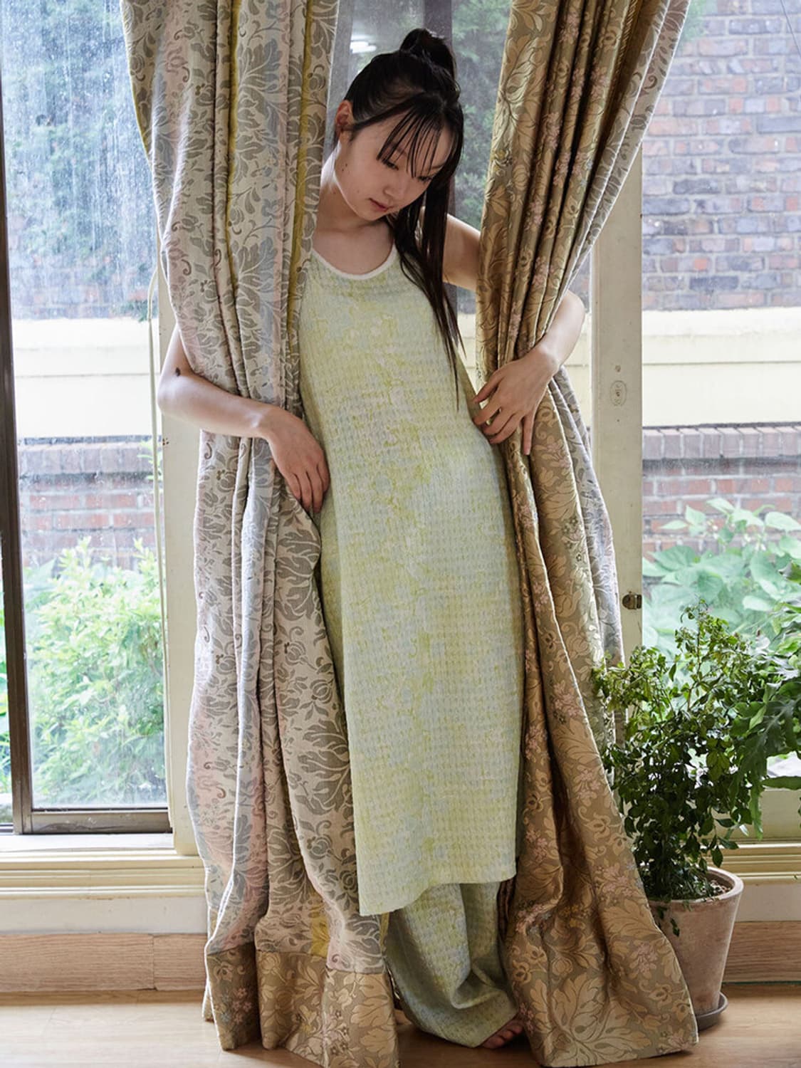 리즘 월 프린트 레이어드 원피스 그린 / rysm 레이어링 그리너리 상품이미지1