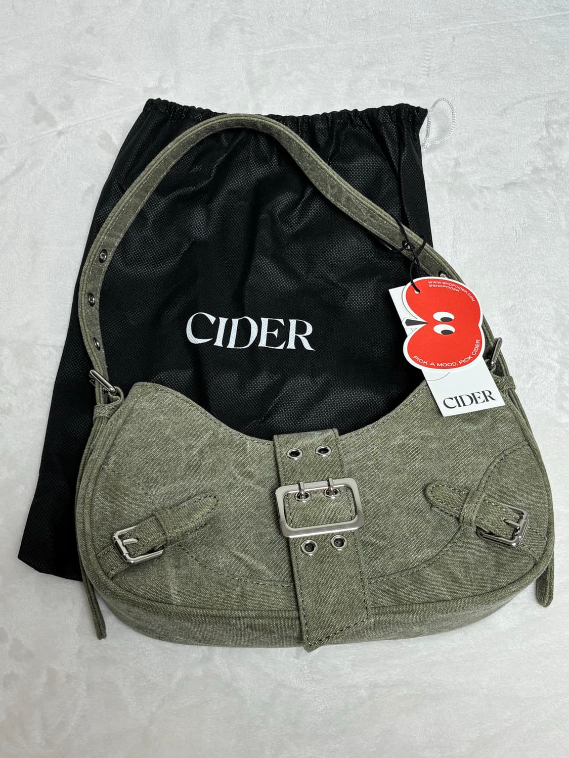 샵사이다 캔버스 숄더백 올리브그린 새상품 상품이미지1