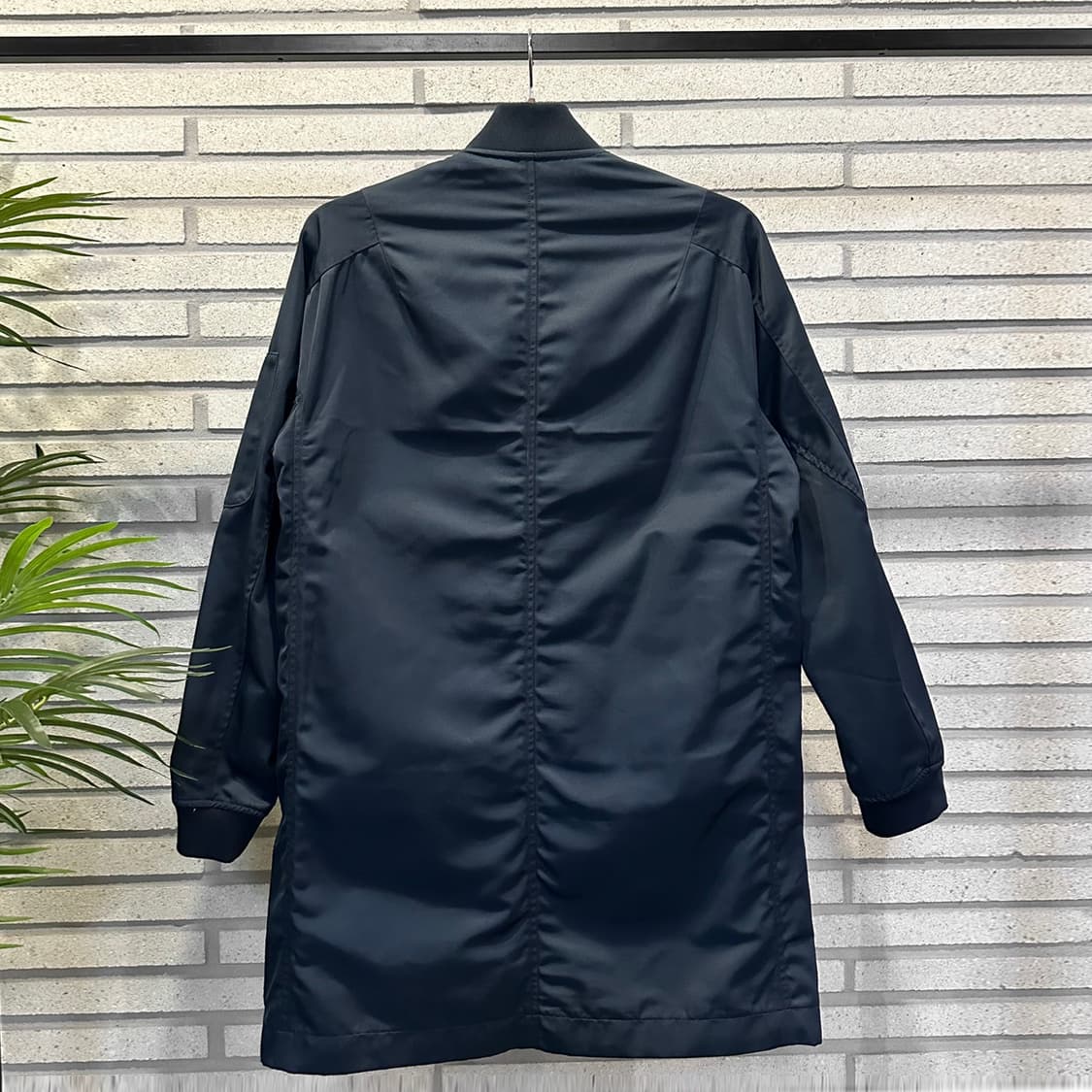 타임 MA-1 롱 봄버 항공점퍼 노카라 소매 지퍼 디테일 네이비 상품이미지2