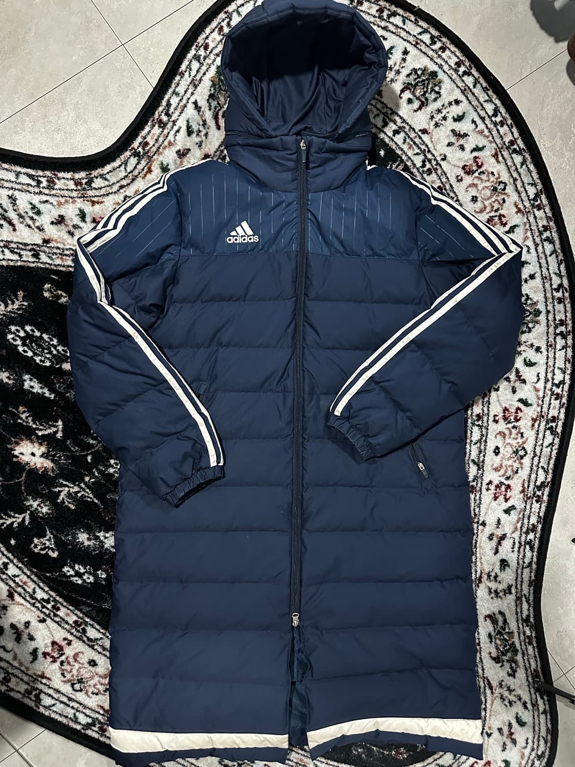 아디다스 클리마스톰 네이비 삼선 롱패딩 상품이미지1