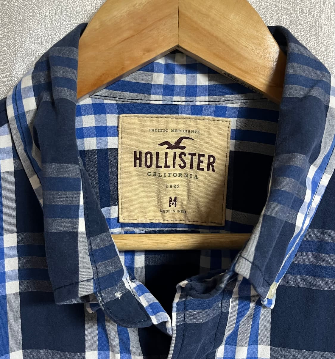 공용 홀리스터 네이비 체크 남방 셔츠 M 상품이미지5