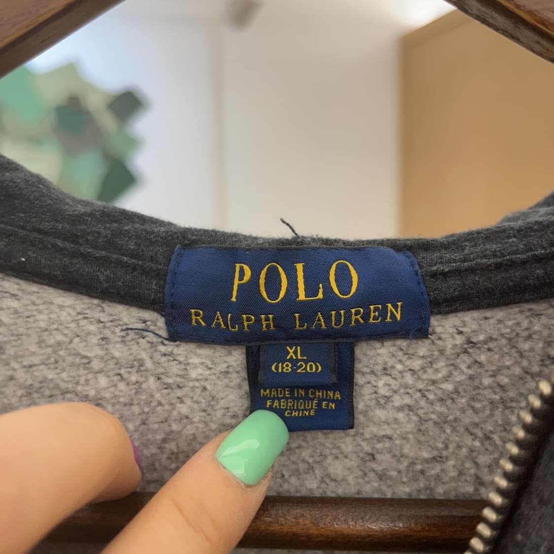 폴로 랄프로렌 빈티지 차콜 기모 후드 집업 XL C07220 상품이미지5