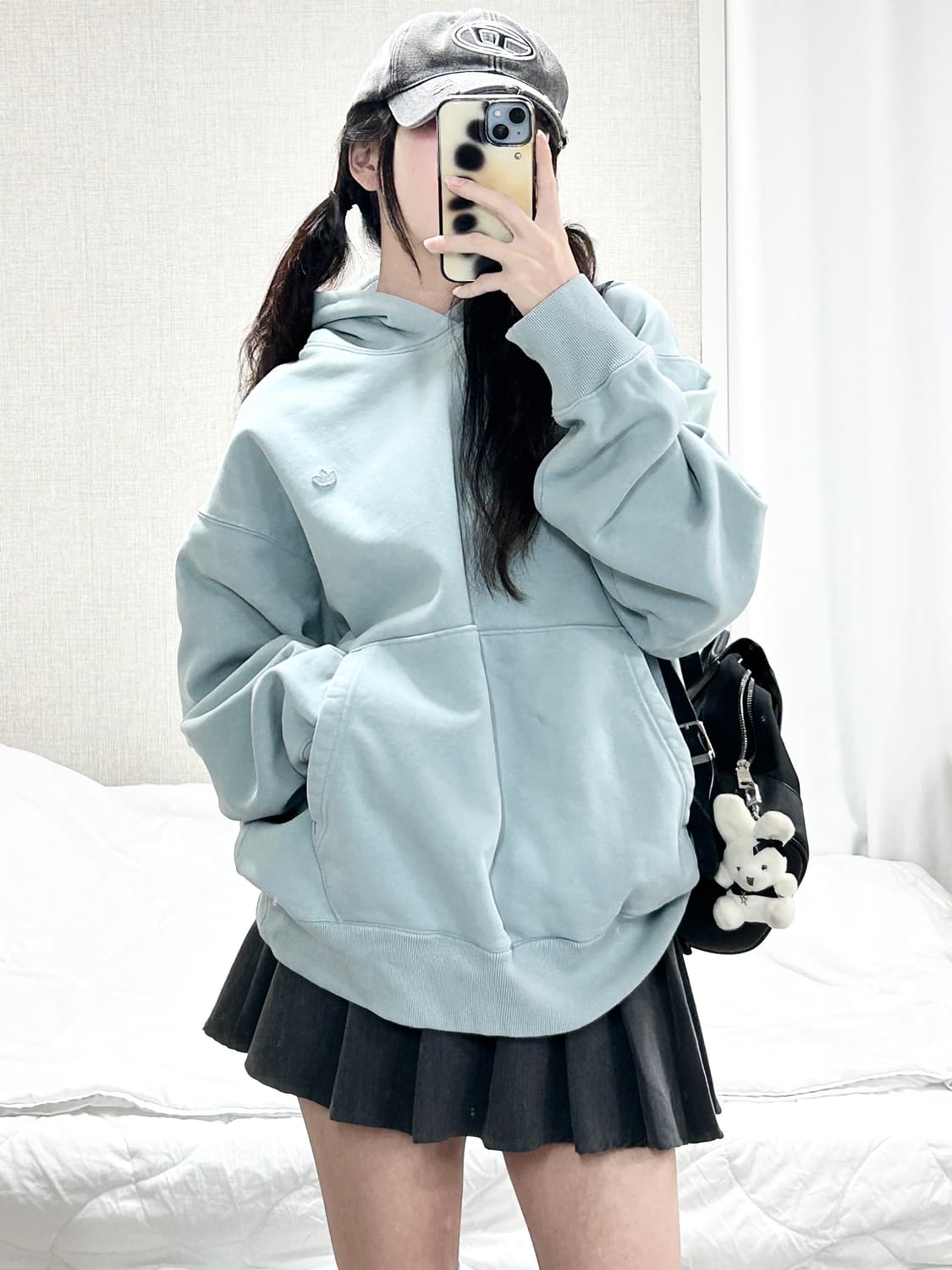 아디다스 패치로고 뮤트하늘 헤비스웻 후드 상품이미지2