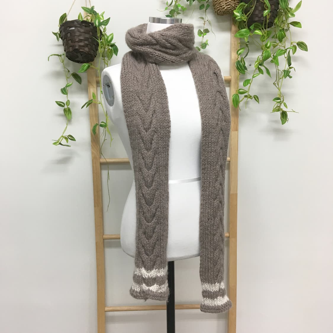 JPN/ 브라운뜨개머플러 모리걸머플러 모리룩머플러 브라운목도리 상품이미지1