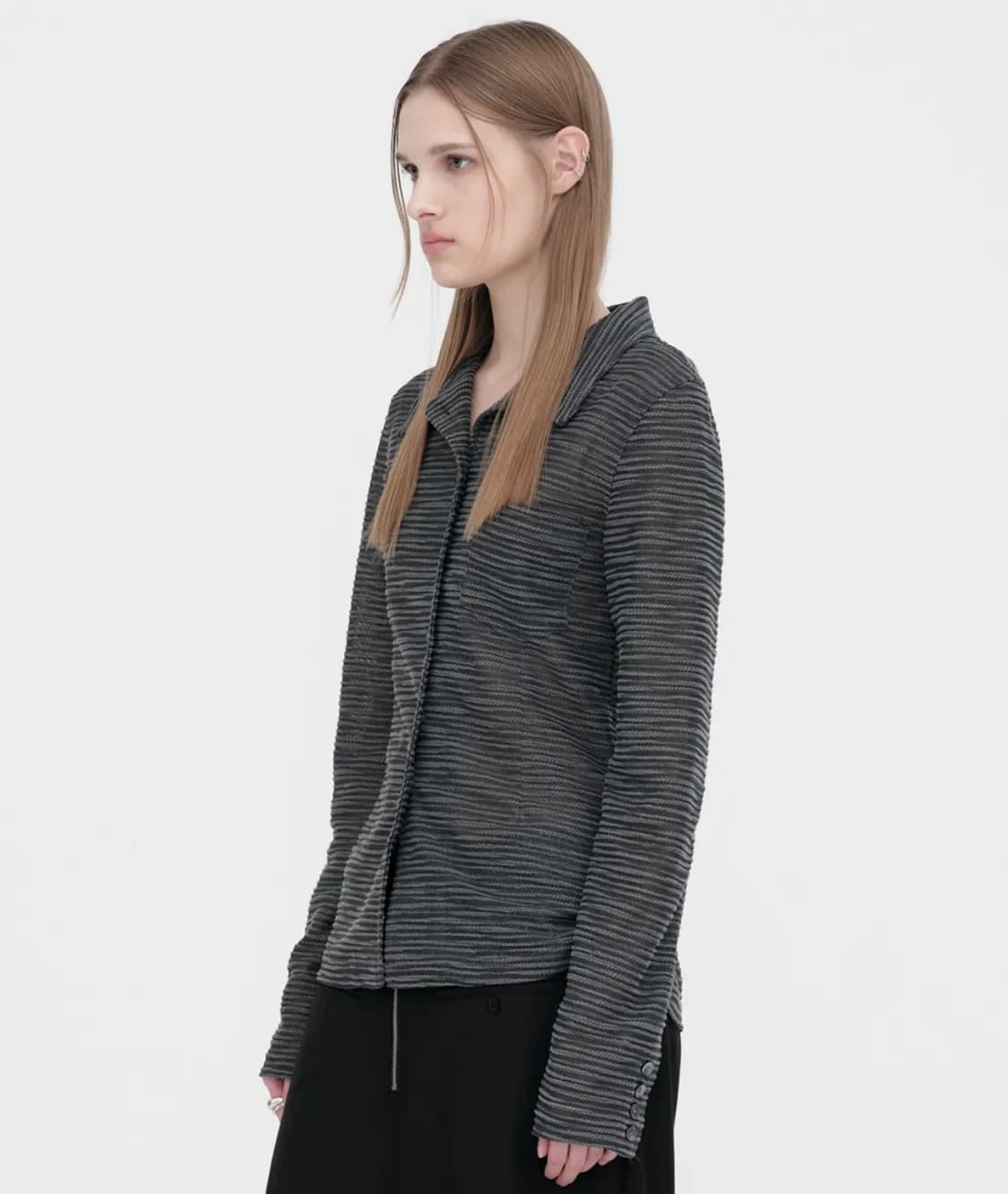 밀로우먼 텍스처 저지 셔츠 차콜 상품이미지2