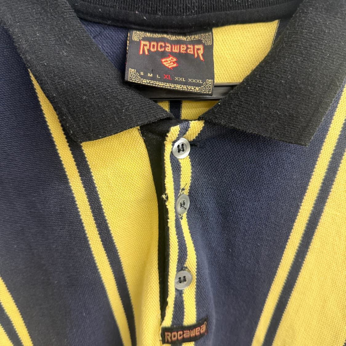 90s usa(roca wear)로카웨어 스트라이프 반팔 카라티 XL 상품이미지2