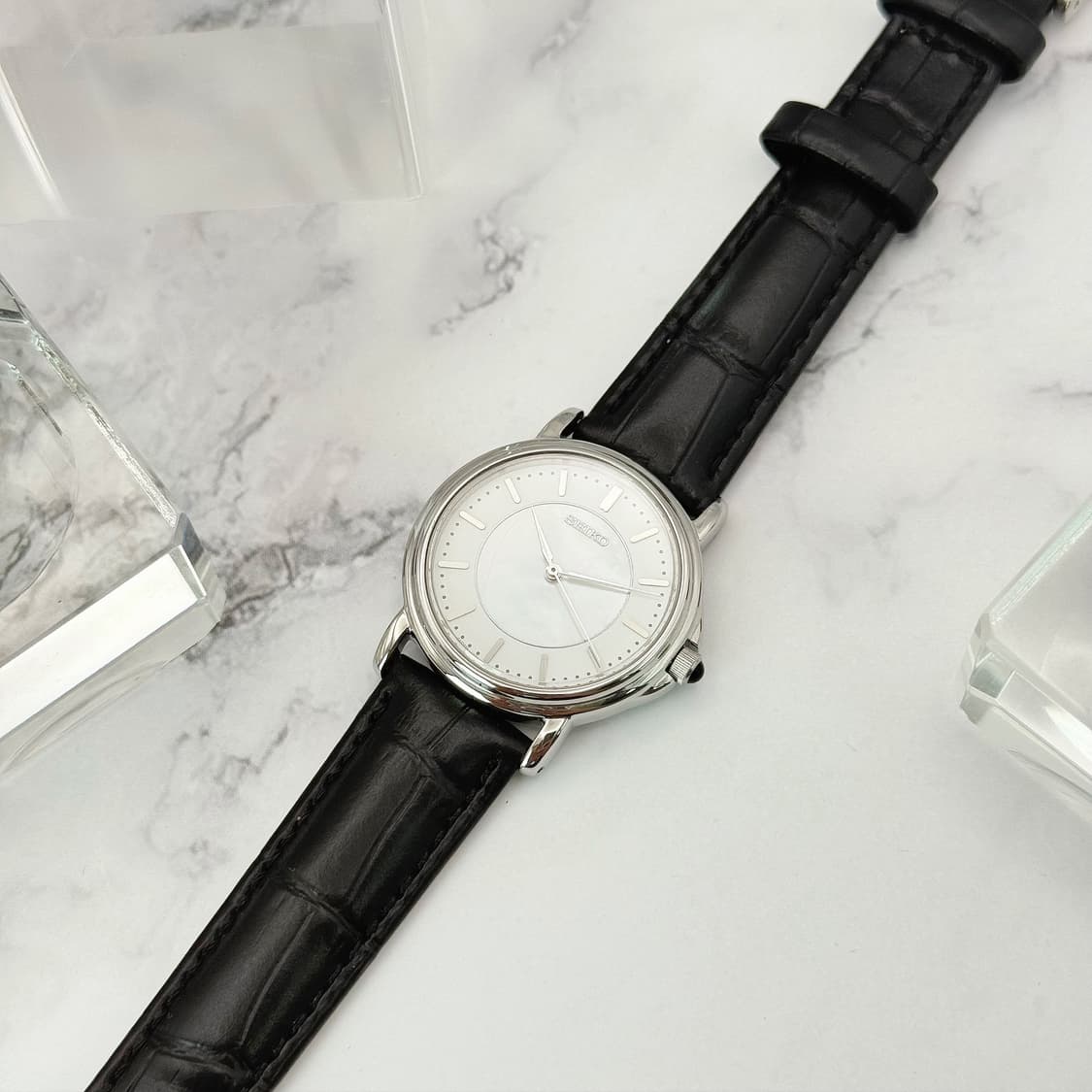 90s00s 빈티지 세이코 실버 쉘 다이얼 워치 상품이미지5