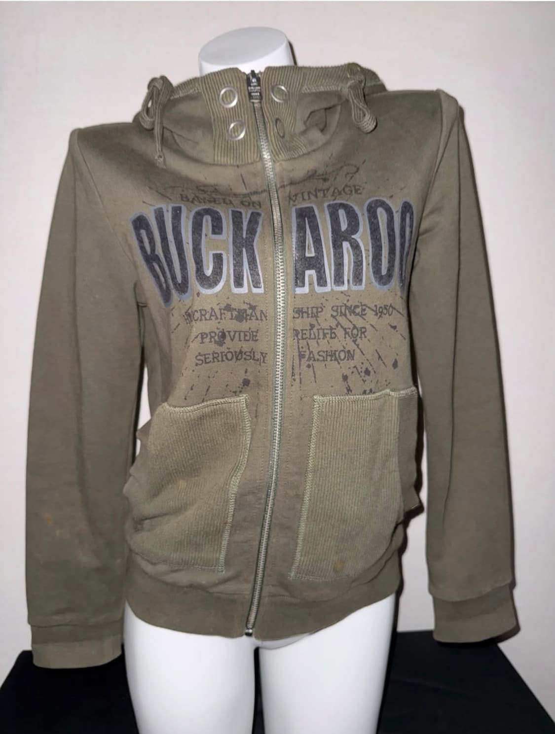 버카루 Y2K 카키 후드집업 상품이미지1